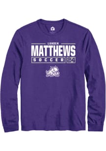 Landen Matthews  TCU Horned Frogs Purple Rally NIL Stacked Box Long Sleeve T Shirt