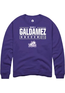 Marli Galdamez  Rally TCU Horned Frogs Mens Purple NIL Stacked Box Long Sleeve Crew Sweatshirt