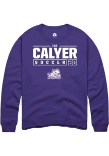 Zoe Calyer  Rally TCU Horned Frogs Mens Purple NIL Stacked Box Long Sleeve Crew Sweatshirt