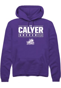 Zoe Calyer  Rally TCU Horned Frogs Mens Purple NIL Stacked Box Long Sleeve Hoodie