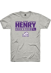 Gianni Henry  TCU Horned Frogs Ash Rally NIL Stacked Box Short Sleeve T Shirt