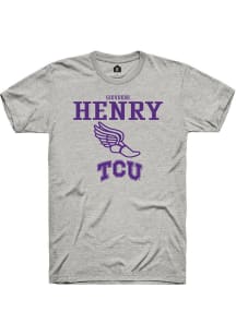 Giovouni Henry  TCU Horned Frogs Ash Rally NIL Sport Icon Short Sleeve T Shirt