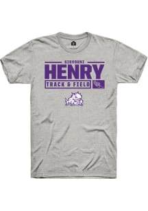 Giovouni Henry  TCU Horned Frogs Ash Rally NIL Stacked Box Short Sleeve T Shirt