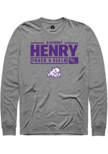 Giovouni Henry  TCU Horned Frogs Graphite Rally NIL Stacked Box Long Sleeve T Shirt