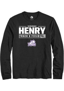 Giovouni Henry  TCU Horned Frogs Black Rally NIL Stacked Box Long Sleeve T Shirt