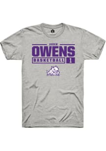 Jaden Owens  TCU Horned Frogs Ash Rally NIL Stacked Box Short Sleeve T Shirt