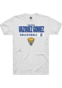 Valeria Vazquez Gomez White Pitt Panthers NIL Stacked Box Short Sleeve T Shirt
