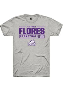 Victoria Flores  TCU Horned Frogs Ash Rally NIL Stacked Box Short Sleeve T Shirt