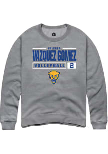 Valeria Vazquez Gomez Rally Mens Graphite Pitt Panthers NIL Stacked Box Crew Sweatshirt