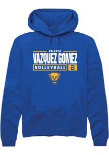 Valeria Vazquez Gomez Rally Mens Blue Pitt Panthers NIL Stacked Box Hooded Sweatshirt