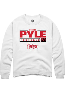Gibson Pyle Rally Mens White Nebraska Cornhuskers NIL Stacked Box Crew Sweatshirt