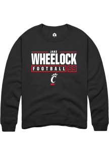 Jake Wheelock  Rally Cincinnati Bearcats Mens Black NIL Stacked Box Long Sleeve Crew Sweatshirt