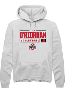 Jack O’Riordan  Rally Ohio State Buckeyes Mens White NIL Stacked Box Long Sleeve Hoodie