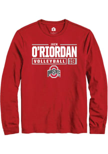 Jack O’Riordan  Ohio State Buckeyes Red Rally NIL Stacked Box Long Sleeve T Shirt