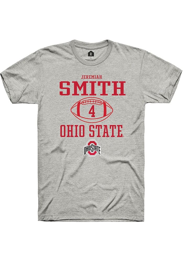 Jeremiah Smith  Ohio State Buckeyes Ash Rally NIL Sport Icon Short Sleeve T Shirt