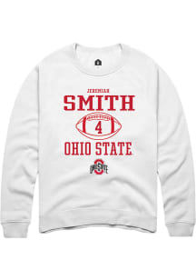 Jeremiah Smith Rally Mens White Ohio State Buckeyes NIL Sport Icon Crew Sweatshirt