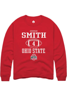 Jeremiah Smith Rally Mens Red Ohio State Buckeyes NIL Sport Icon Crew Sweatshirt