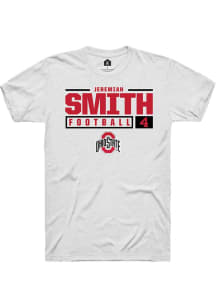 Jeremiah Smith  Ohio State Buckeyes White Rally NIL Stacked Box Short Sleeve T Shirt