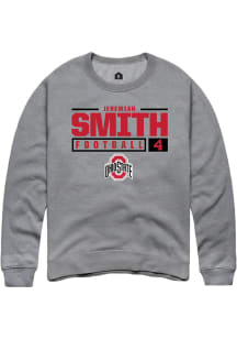 Jeremiah Smith Rally Mens Graphite Ohio State Buckeyes NIL Stacked Box Crew Sweatshirt