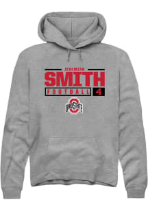 Jeremiah Smith Rally Mens Graphite Ohio State Buckeyes NIL Stacked Box Hooded Sweatshirt