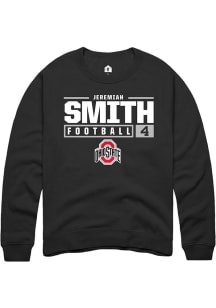 Jeremiah Smith Rally Mens Black Ohio State Buckeyes NIL Stacked Box Crew Sweatshirt