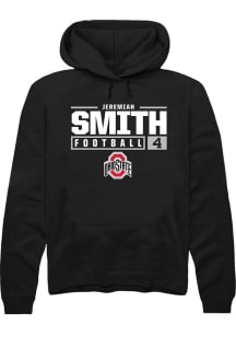 Jeremiah Smith Rally Mens Black Ohio State Buckeyes NIL Stacked Box Hooded Sweatshirt