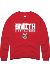 Jeremiah Smith  Rally Ohio State Buckeyes Mens Red NIL Stacked Box Long Sleeve Crew Sweatshirt