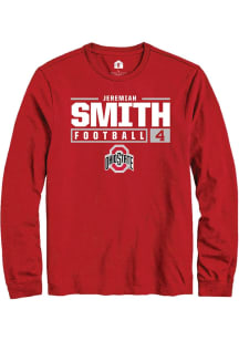 Jeremiah Smith  Ohio State Buckeyes Red Rally NIL Stacked Box Long Sleeve T Shirt