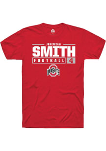 Jeremiah Smith  Ohio State Buckeyes Red Rally NIL Stacked Box Short Sleeve T Shirt