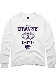 Dylan Edwards  Rally K-State Wildcats Mens White NIL Sport Icon Long Sleeve Crew Sweatshirt