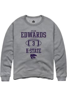 Dylan Edwards  Rally K-State Wildcats Mens Graphite NIL Sport Icon Long Sleeve Crew Sweatshirt