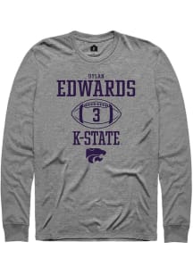 Dylan Edwards  K-State Wildcats Graphite Rally NIL Sport Icon Long Sleeve T Shirt