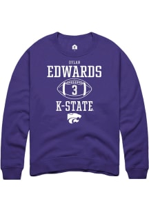 Dylan Edwards  Rally K-State Wildcats Mens Purple NIL Sport Icon Long Sleeve Crew Sweatshirt