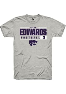 Dylan Edwards  K-State Wildcats Ash Rally NIL Stacked Box Short Sleeve T Shirt