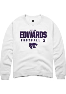 Dylan Edwards  Rally K-State Wildcats Mens White NIL Stacked Box Long Sleeve Crew Sweatshirt