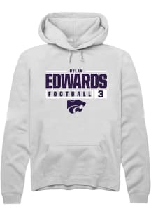 Dylan Edwards  Rally K-State Wildcats Mens White NIL Stacked Box Long Sleeve Hoodie