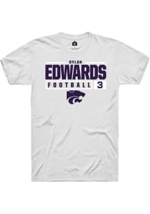 Dylan Edwards  K-State Wildcats White Rally NIL Stacked Box Short Sleeve T Shirt