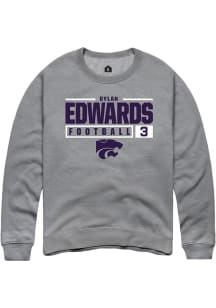 Dylan Edwards  Rally K-State Wildcats Mens Graphite NIL Stacked Box Long Sleeve Crew Sweatshirt