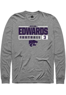 Dylan Edwards  K-State Wildcats Graphite Rally NIL Stacked Box Long Sleeve T Shirt