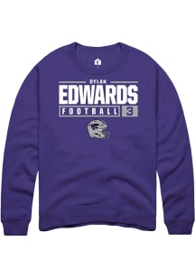 Dylan Edwards  Rally K-State Wildcats Mens Purple NIL Stacked Box Long Sleeve Crew Sweatshirt