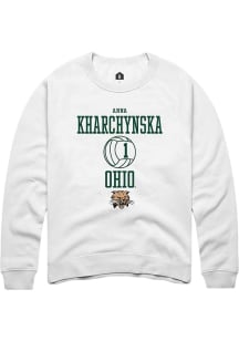 Anna Kharchynska  Rally Ohio Bobcats Mens White NIL Sport Icon Long Sleeve Crew Sweatshirt