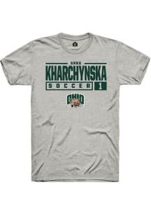 Anna Kharchynska  Ohio Bobcats Ash Rally NIL Stacked Box Short Sleeve T Shirt