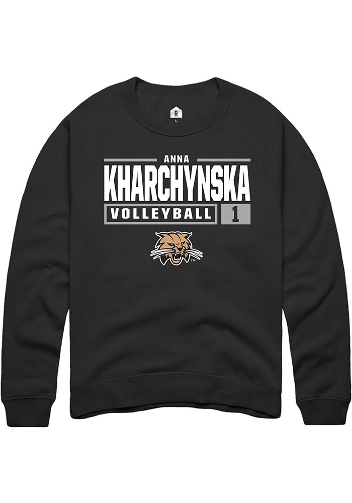 Anna Kharchynska Rally Ohio Bobcats Mens NIL Stacked Box Long Sleeve Crew Sweatshirt