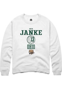 Bryn Janke  Rally Ohio Bobcats Mens White NIL Sport Icon Long Sleeve Crew Sweatshirt