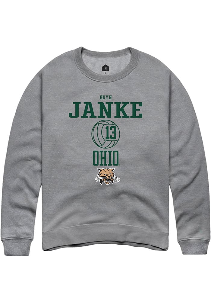 Bryn Janke  Rally Ohio Bobcats Mens Graphite NIL Sport Icon Long Sleeve Crew Sweatshirt