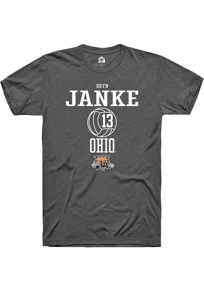 Bryn Janke  Ohio Bobcats Dark Grey Rally NIL Sport Icon Short Sleeve T Shirt