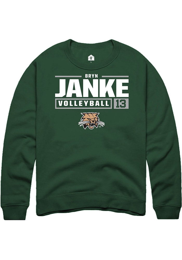 Bryn Janke Rally Ohio Bobcats Mens NIL Stacked Box Long Sleeve Crew Sweatshirt