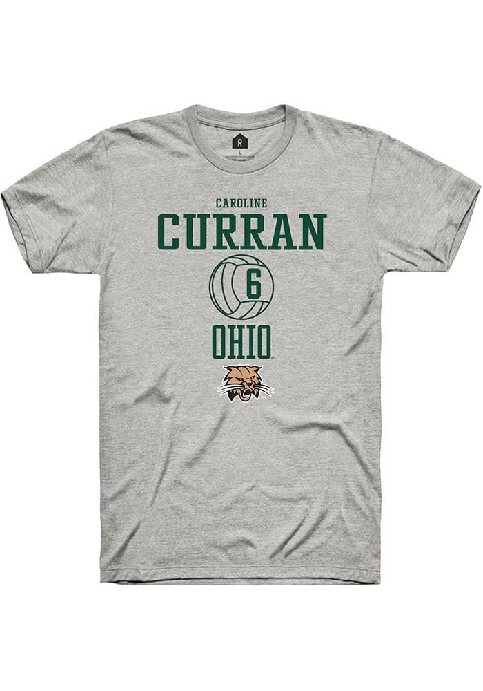 Caroline Curran  Ohio Bobcats Ash Rally NIL Sport Icon Short Sleeve T Shirt