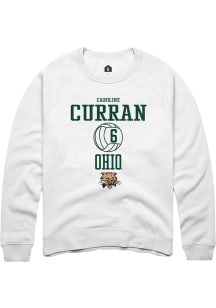 Caroline Curran  Rally Ohio Bobcats Mens White NIL Sport Icon Long Sleeve Crew Sweatshirt