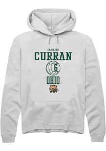 Caroline Curran  Rally Ohio Bobcats Mens White NIL Sport Icon Long Sleeve Hoodie